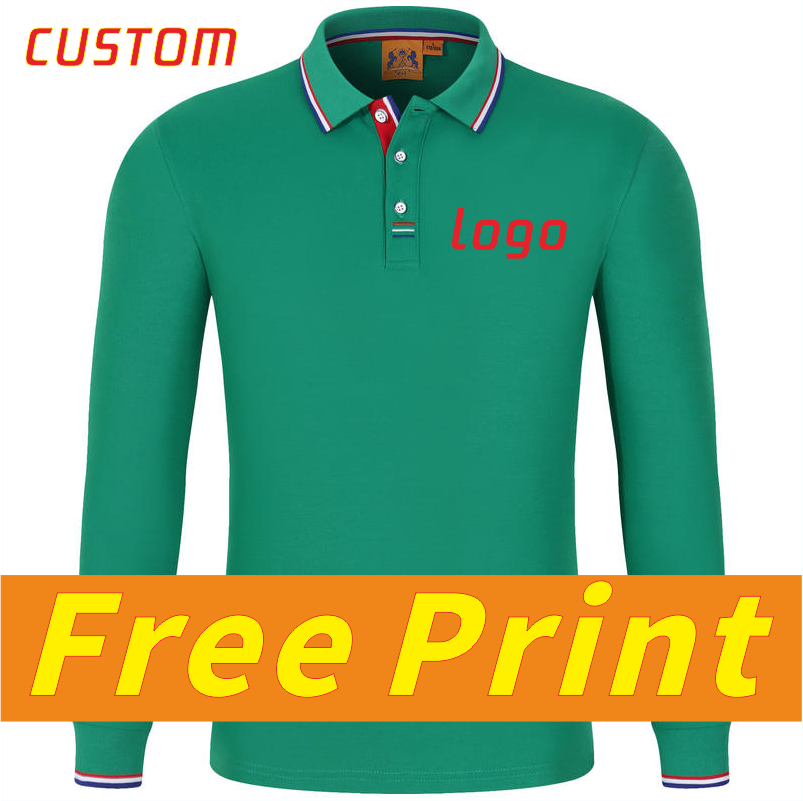 Polo Shirt Pique - Herbst Langarm-POLO-Shirt Maßgeschneidertes Polo-Kragen-Langarm-T-Shirt mit Bedrucktem