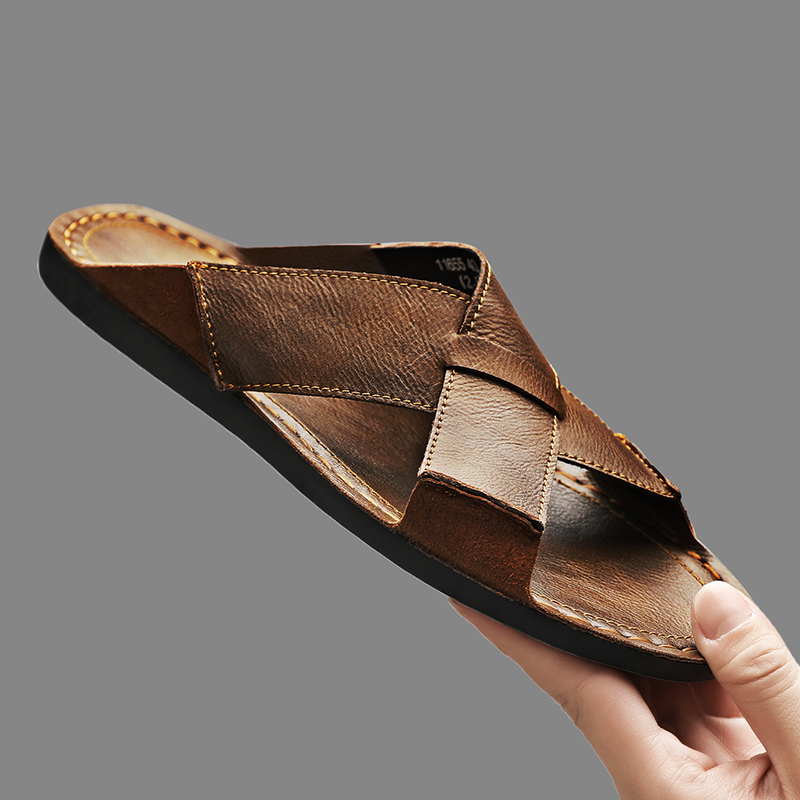 Flip Flop Leather Men - Fashion Echtes Leder Männer Hausschuhe Sommer