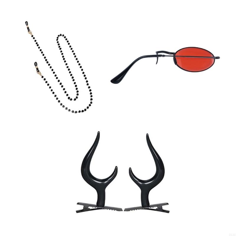 Sunglass Retainer Cord - DXAE Monokulare Brille mit Kette, Teufelshörner,