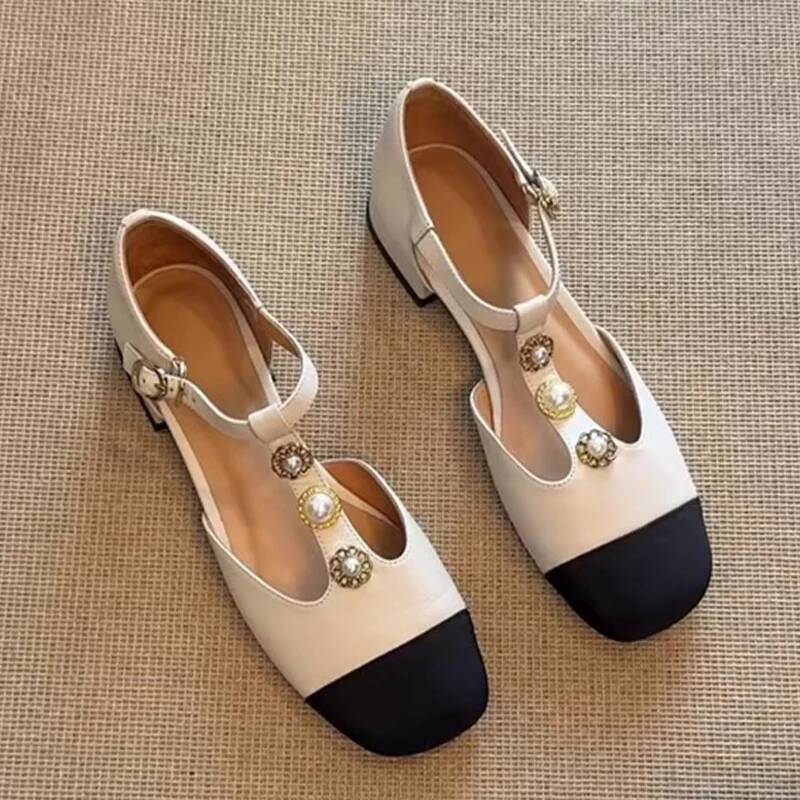 Casual Sandal Leather - Frauen Karree Mit Hohen Absätzen Sandalen