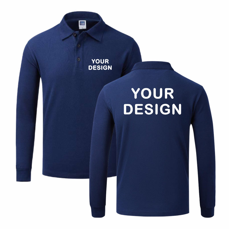 Polo Shirt Pique - Langarm-Poloshirt für Herren und Damen, individueller